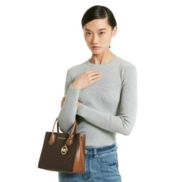 NEW Michael Kors Mercer Medium Messenger Crossbody Brown Leather Handbag Purse - Picture 3 of 9